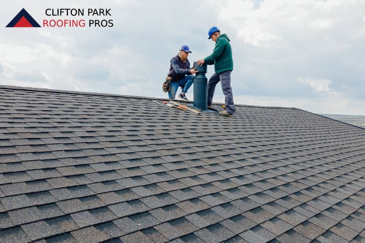 Clifton Park Roofing Pros crew on asphalt shingle roof